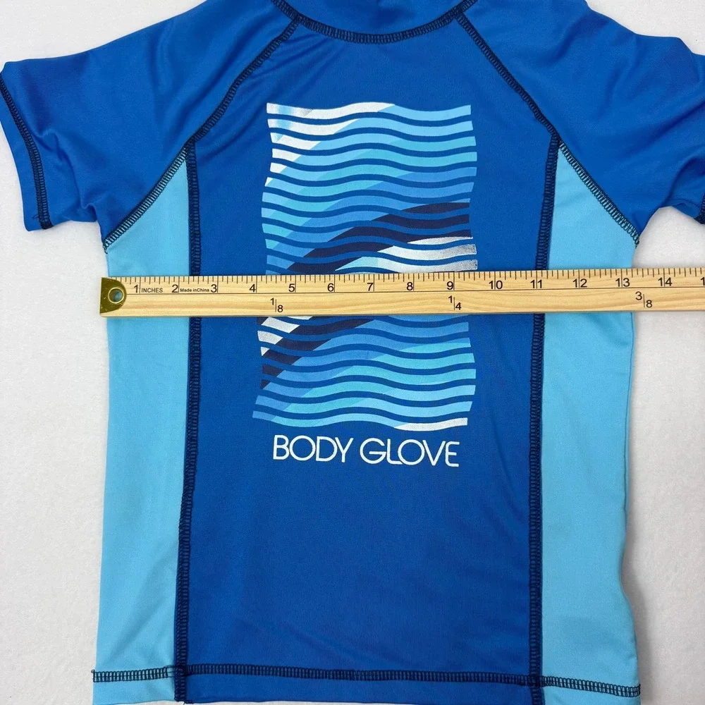 Boys Body Glove‎ Short Sleeve Rash Guard Swim Shirt Size 12 Blue Waves
